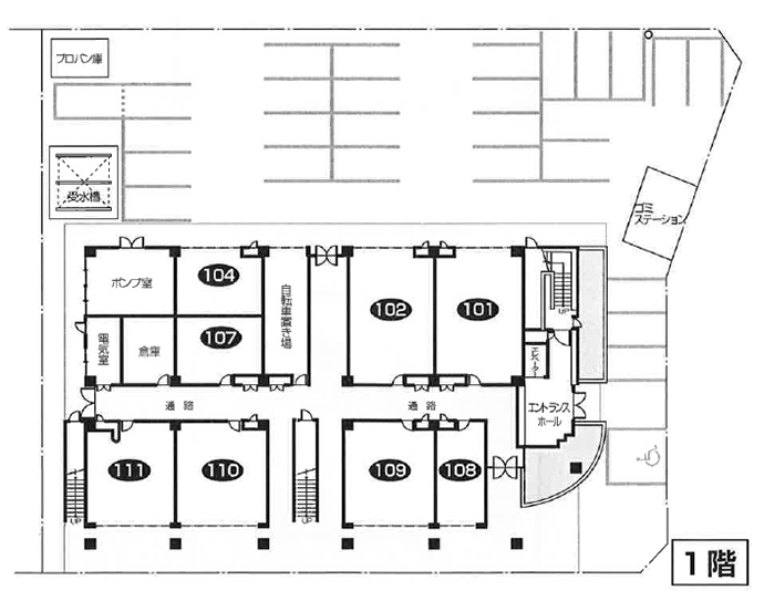 新倉敷駅前再開発住宅 各階平面図 1階